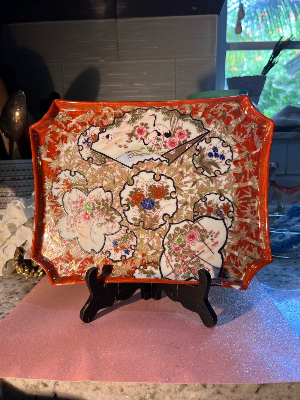 Gorgeous Antique Kutani Serving Platter read below